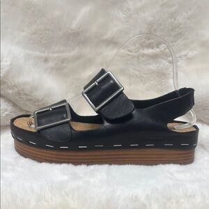 Kelsi Dagger Black Leather Platform Sandals